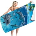 thumbnail image 2 of BSJJY Ocean Animals Beach Towel, Dolphin Shark Turtle Whale Bath Towel Print 30" x 60" Pool Towel Super Soft Plush Cotton Dolphin Turtle Whale Towel Clearance, 2 of 3