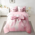 thumbnail image 2 of Manfei Vintage Pink Bowknot Twin Bedding Sets 7-Piece, Oil Printing Artwork Bedding Comforter Set, Teens Girls Kids Reversible Sheet Sets, Breathable Home Decor, 2 of 7