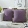 thumbnail image 3 of Phantoscope Farmhouse Burlap Linen Tailored Edge Series Decorative Throw Pillow, 18" x 18", Purple, 2 Pack, 3 of 7