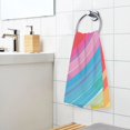 thumbnail image 5 of Cotton Bath Towels Soft Face Towel Absorbent Quick Dry Rainbow Lines 16"x28", 5 of 7