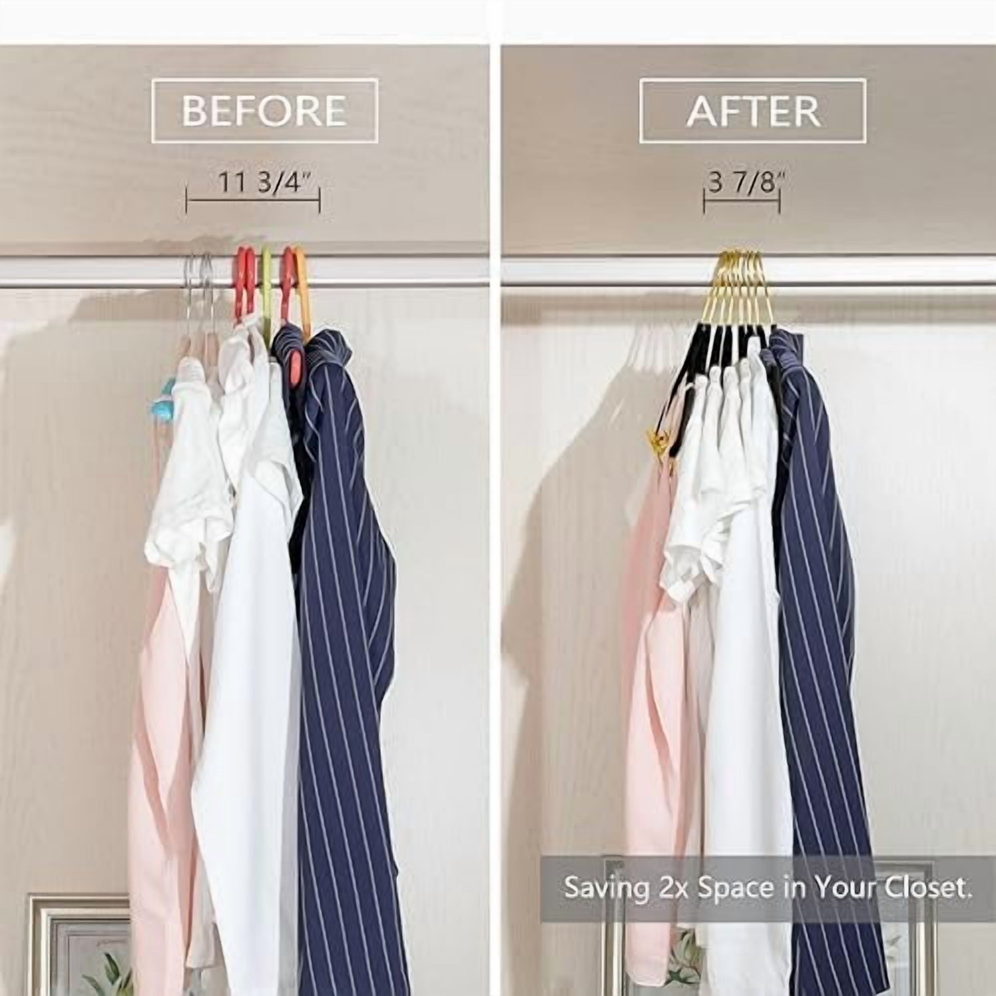 Premium Velvet Pants Hangers with Adjustable Clips (Pack of 20) Slim Skirt Hangers- Non Slip Felt Outfit Dress Hangers Black - Gold Hooks,Space Saving Shirt Clothes Hangers