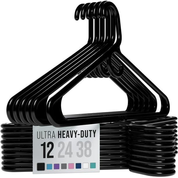 Perchas para ropa NEATERIZE, plástico ultrarresistente, negro, paquete de 12
