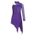 thumbnail image 2 of Aislor Kids Girls Contemporary Lyrical Dance Dress One Sleeve Long Skirt Leotard Modern Jazz Latin Ballerina Costume Size 6-16 Purple 8, 2 of 7