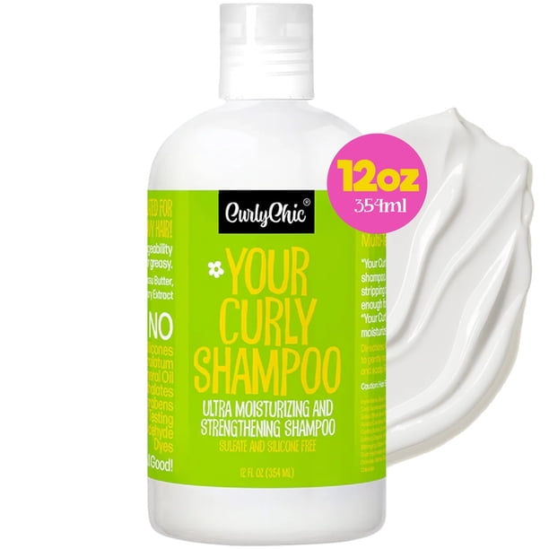 CurlyChic Your Curly Shampoo - Champú ultra hidratante y fortalecedor para cabello rizado y ondulado - Control del encrespamiento define y restaura el brillo - Sin sulfato ni parabenos 12 fl oz