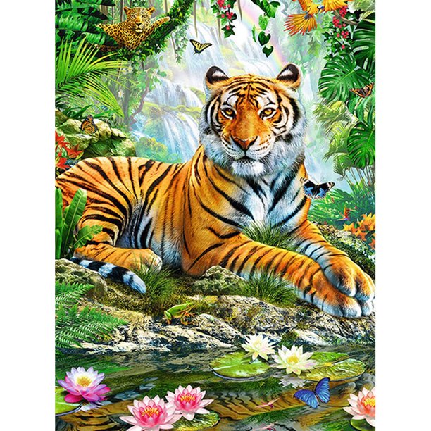 Diamond Painting (DE4660) 5D DIY Square Tiger Animal Punto de cruz (B981) 40x50cm Hugtrwg Para estrenar