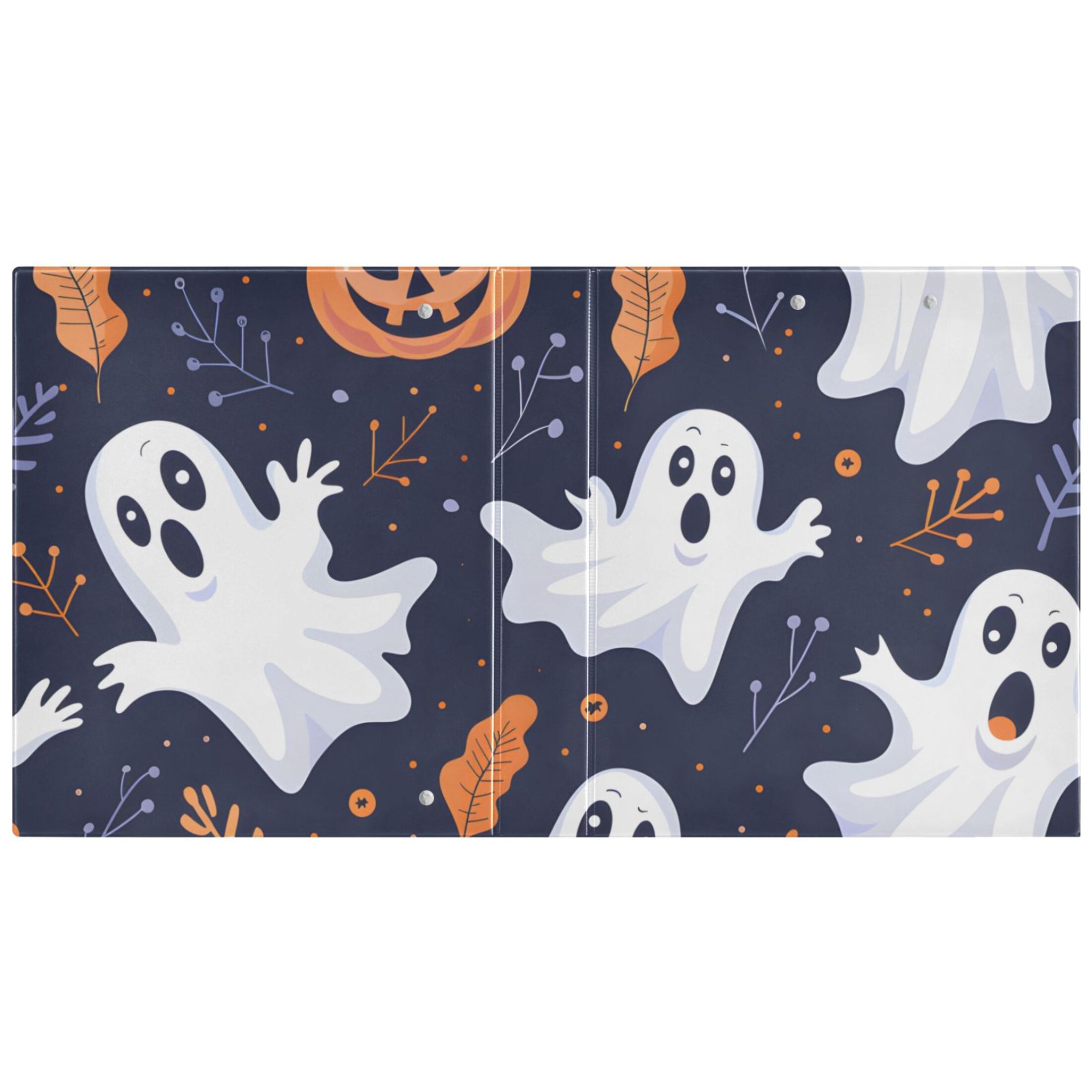 Ghosts Halloween 3 Ring Binders 1.5 inch Hardcover File Folders with Interior Pockets A4 Size Organizer for School Office Hospital Set of 2