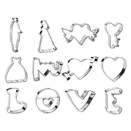 

iOPQO Cooking Utensils Set 12pcs Stainless Steel Easter Cookie Moulds Christmas LOVE Cake Baking Tools Biscuit Moulds