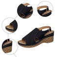 thumbnail image 7 of Platform Wedges Heels for Women Comfy Orthopedic Sandals Open Toe Splice Leather Back Strap Walking Shoes Black Size 6, 7 of 7