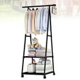 thumbnail image 3 of 1PC Multifunctional Garment Rack Metal Clothes Coat Shoe Storage Shelf Practical Clothes Drying Hanger Clothes Stand with Wheels (Black), 3 of 7