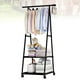 thumbnail image 2 of 1PC Estante de ropa multifuncional Ropa de metal Abrigo Estante de almacenamiento de zapatos Ropa práctica Percha de secado Perchero con ruedas (Negro), 2 of 5