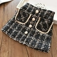thumbnail image 2 of FYDUU Girls Skirts Winter Plaid Skirt Girls Casual Plaid Pencil Dress With Button Closure Party Mini Skirt For Toddler/Kids Comfort Sport Wear 3-4 Years, 2 of 5