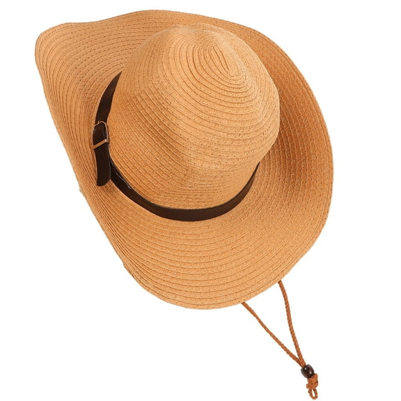 PENIKOKO 1Pack Floppy Straw Hat Khaki Mens Wide Brim for Beach Vacations