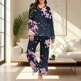 thumbnail image 6 of Cavosen Men Pajama Set V NeckLong Sleeve Pajama Set Flower Loungewear Soft Sleepwear, 6 of 7