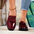 thumbnail image 2 of Slip on Penny Loafers for Women 2025 Spring Glitter Leather Bow Mid Heel Oxfords Dress Shoes, 2 of 8