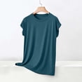 thumbnail image 5 of Njagoc3 Women's V Neck Lounge Set Short Sleeve Top with Contrast Piping and Shorts 2 Piece Summer Sleepwear, 5 of 6