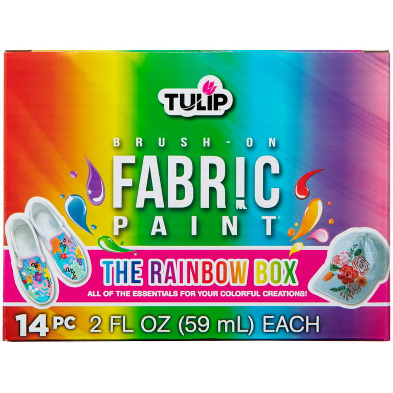 Tulip Brush-on Fabric Paint 10 Pack of 2 fl oz Bottles, Rainbow 