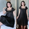 thumbnail image 2 of Women Sexy Sleepwear Silk Satin Short Sleeve Nightgown Robes Night Dress Nightie, 2 of 5