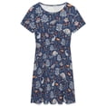 thumbnail image 3 of Fairy Forest with Animals And Birds. Raccoons, Owls, Bunnies And Little Chick Dress Summer Street Style Dresses Female Short Sleeve Printed Sundress, 3 of 7