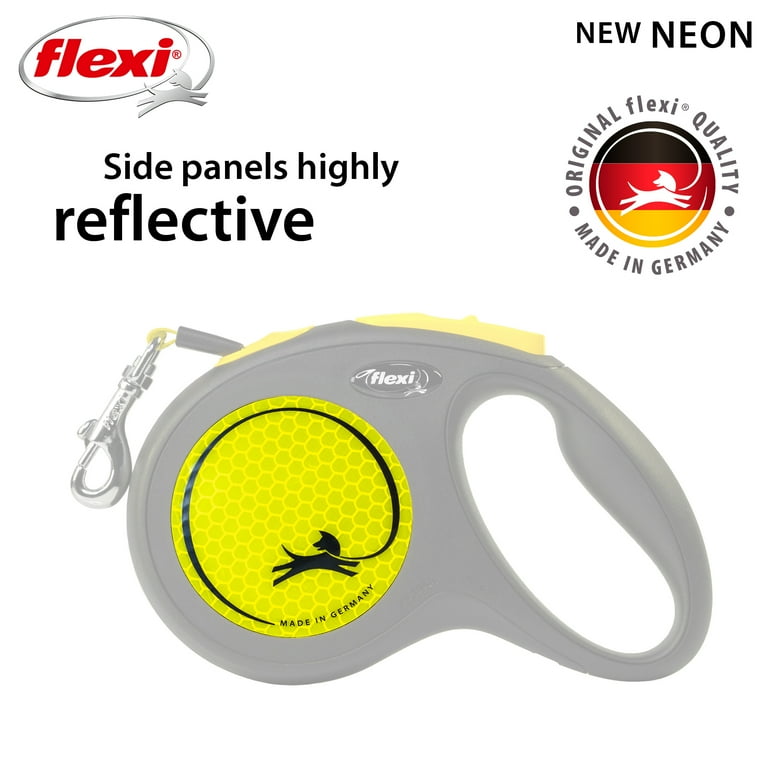 Flexi New Neon Medium Tape Retractable Dog Leash 16 ft Black Neon For Dogs up to 55 lbs. Walmart