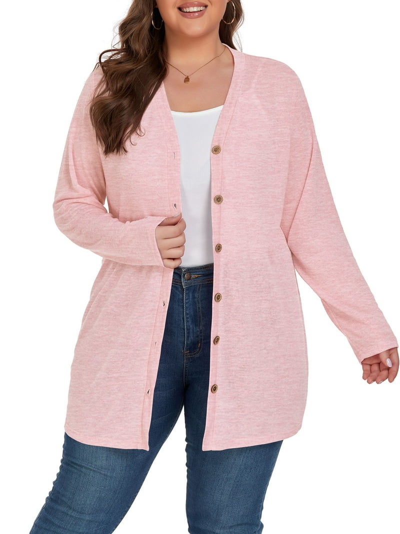 トップス Old Design Sleeve Cardigan Cueply Women's Plus Size 1X-4X Cardigan, Long Sleeve