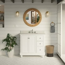 Bella 36" Bathroom Vanity with White Cabinet and Quartz Top