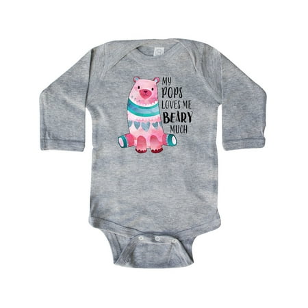 

Inktastic My Pops Loves Me Beary Much with Cute Bear Gift Baby Boy or Baby Girl Long Sleeve Bodysuit