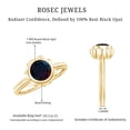 thumbnail image 5 of Rosec Jewels Black Opal Flower Engagement Ring - 1.6 Carat - Bezel Set Opal Ring for Women - AAA Grade Certified - with Jewelry Box, 18K Yellow Gold, US 6.50, 5 of 9