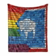 thumbnail image 1 of Wyoming Soft Flannel Fleece Throw Blanket, Digital Illustration of Equality State and Gay Pride Flags on Brick Wall Look, Cozy Plush for Indoor and Outdoor Use, 60" x 80", Multicolor, by Ambesonne, 1 of 6