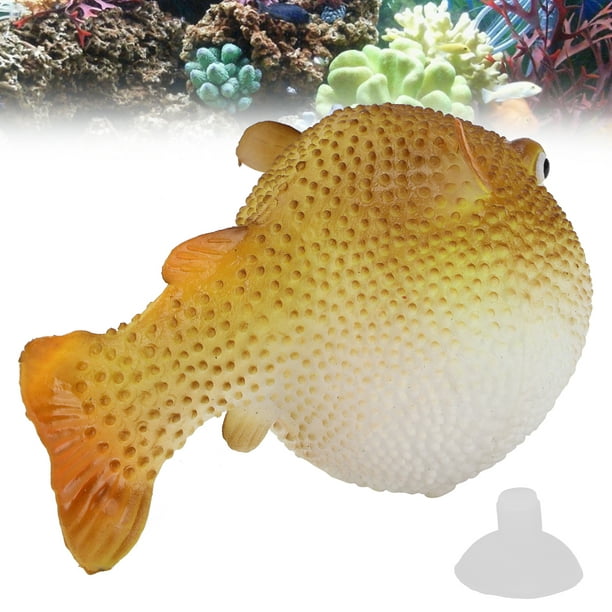 Estink Simulation Rubber Fish, Attachment Floatable Luminous Aquarium Puffer Fish Simulation With Suction Cup For Fish Blue,orange Orange