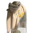 thumbnail image 5 of Luxury Embroidered 100% Wool Scarf, Winter Warm Wrap for Women, Elegant Gift,180*30cm,white, 5 of 10