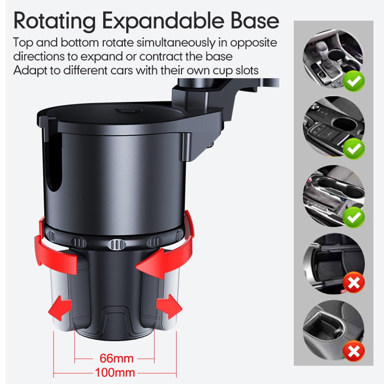 Holder Car Cup Holder Multifunctional Cup Holder Expander With 360 Rotation Tray Mobile Phone Holder Adjustable Base Auto Front Back Seat Organizer Size S, Green