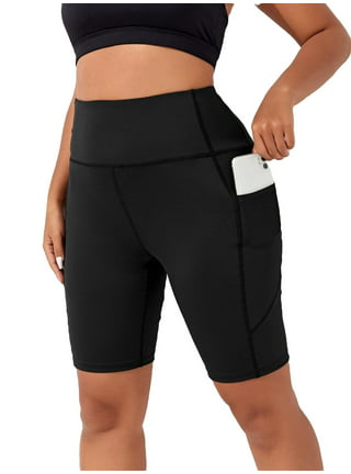 Women's Plus Size High Waisted Yoga Shorts High Stretch Biker Shorts With  Phone Pocket Tummy Control Workout Running 2XL(16)
