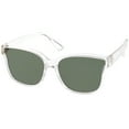 thumbnail image 2 of Women's Horn Rim Metal Accent Square Flat Lens Cat Eye Sunglasses 55mm (Shiny Clear / Green), 2 of 4