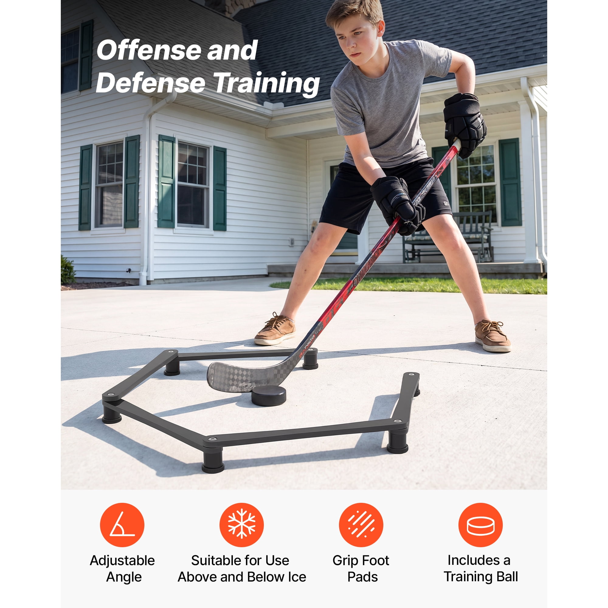 KFFKFF Adjustable 5-Section Hockey Stick Handling Trainer, Portable On/Off Ice Tool for Puck Control, Reaction Time, and Hand-Eye Coordination