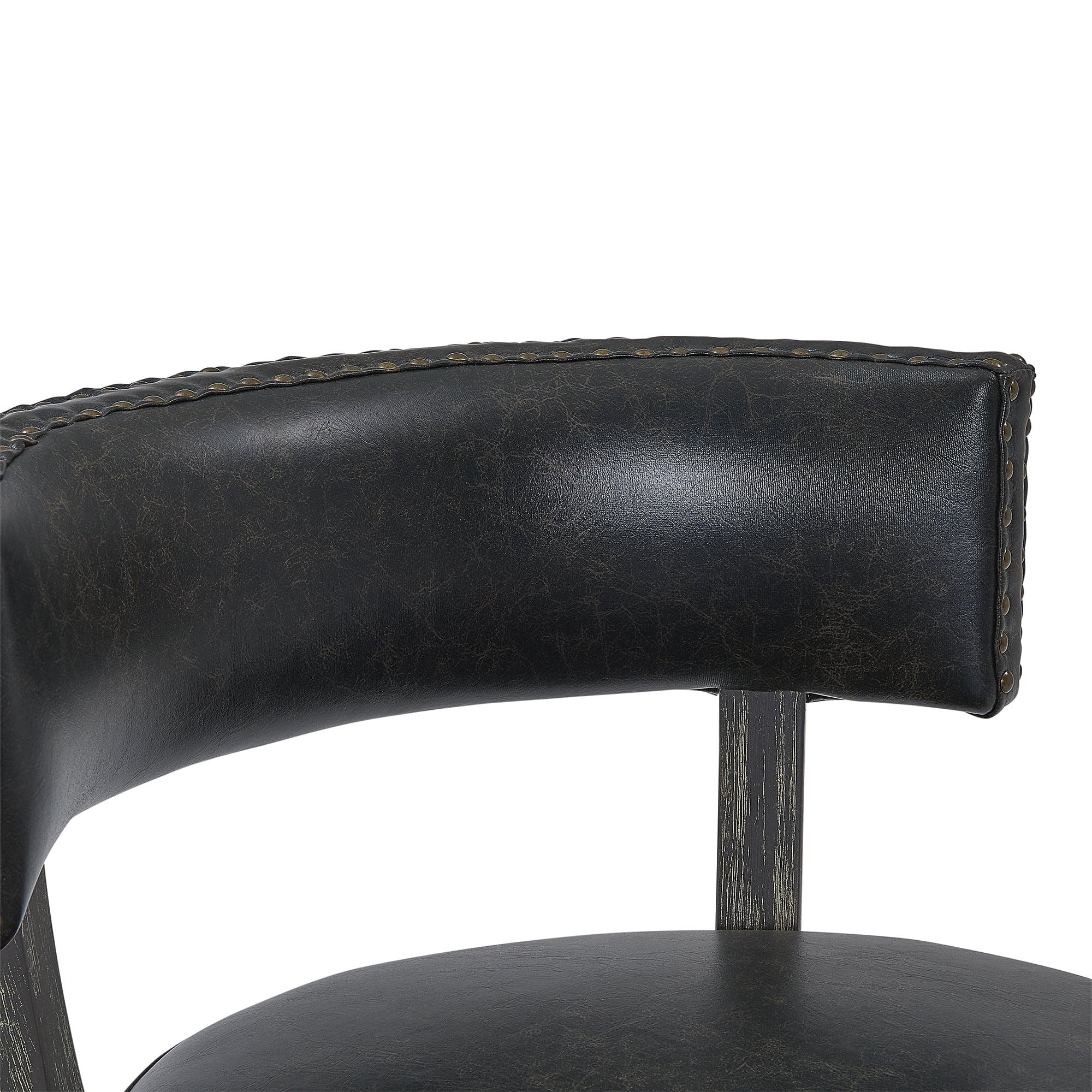 Flint 26" Counter Wood Swivel Height Barstool in American Grey Finish with Onyx Faux Leather