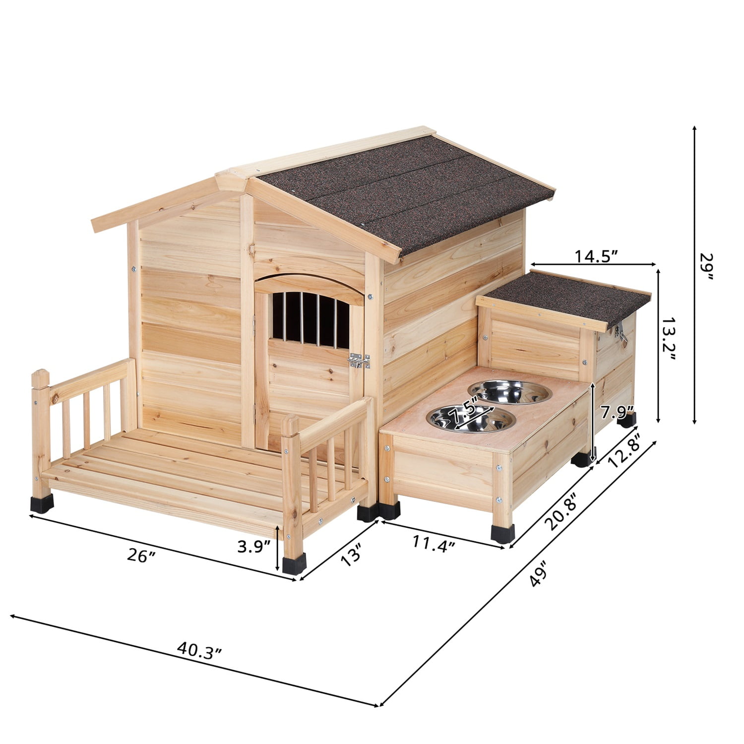 Pefilos 66" Large Wood Dog House with Porch for Small/Medium Dogs, Pet Shelter Pet Bunny House Outdoor Cat House, Gray Pefilos 66" Large Wood Dog House with Porch for Small/Medium Dogs, Pet Shelter Pet Bunny House Outdoor Cat House, Gray