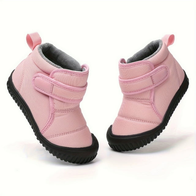 LNGOOR Bottes de Randonnée Unisexes pour Garçons et Tout-Petits - Bottes d'Hiver Mi-Hautes pour la Neige avec Doublure en Molleton, Fermeture à Sangle Ajustable, Semelle TPR Antidérapante - Chaudes, Confortables et en Tissu Durable