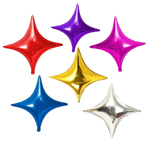 Globos de aluminio de 24 pulgadas con forma de estrella, color rojo metalizado, morado (6 unidades)
