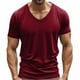 thumbnail image 2 of pstuiky camisetas para hombre, Camiseta de manga corta con cuello en V y ventilación de color liso para hombre camisas casuales para hombre l, 2 of 9