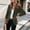 Army Green, variant on Women's Suit Jackets, Blazers & Sport Coats, Collared Button Front Long Sleeve Padded Shoulder, Work Office Casual