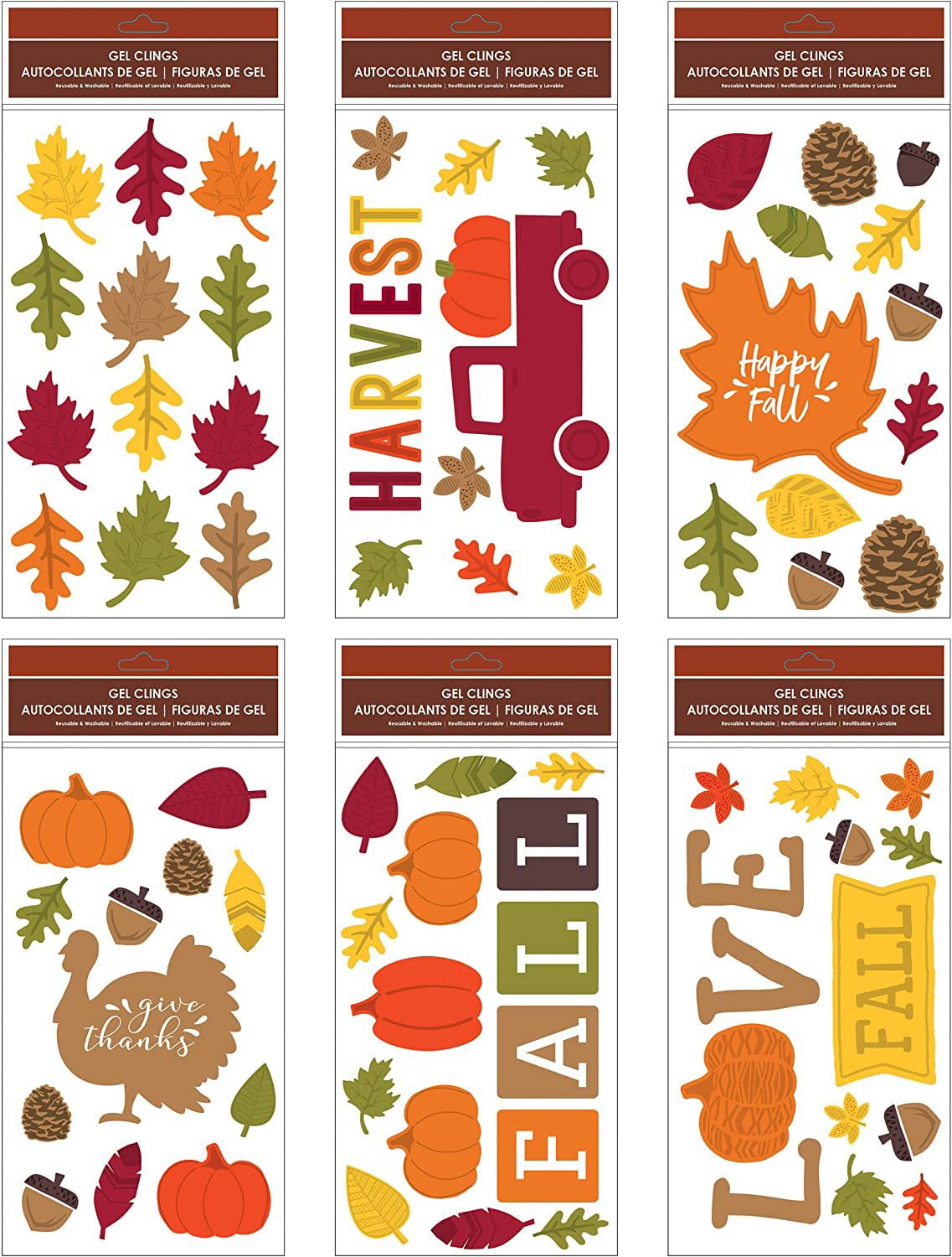Details about   NEW Fall Autumn HAPPY TURKEY DAY Thanksgiving Leaves 26 pc Window Gel Clings! 