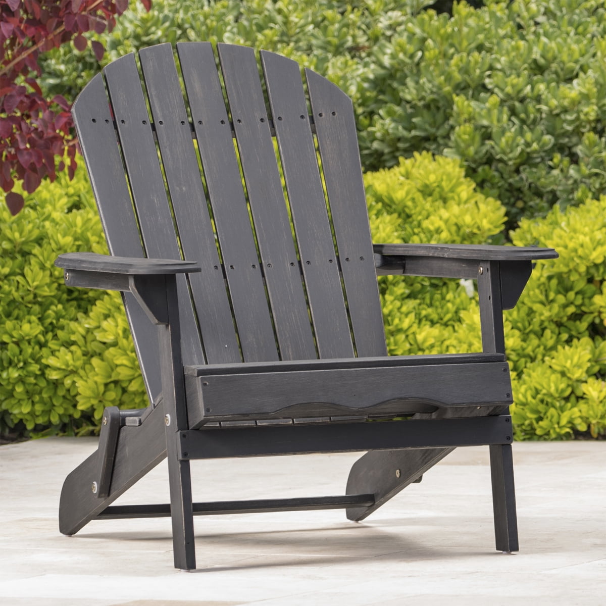 ZHICHUN  Malibu Rustic Folding Adirondack Chair Solid Acacia Wood Weather Resistant Outdoor Lounge Chair for Patio Garden Backyard