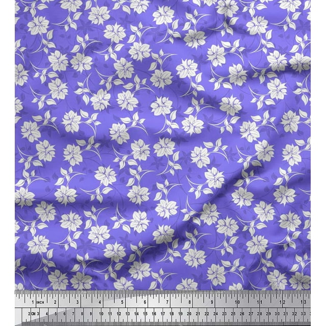 Soimoi polyester Crepe Fabric Leaves & Floral Artistic Decor Fabric Printed Yard 42 Inch Wide