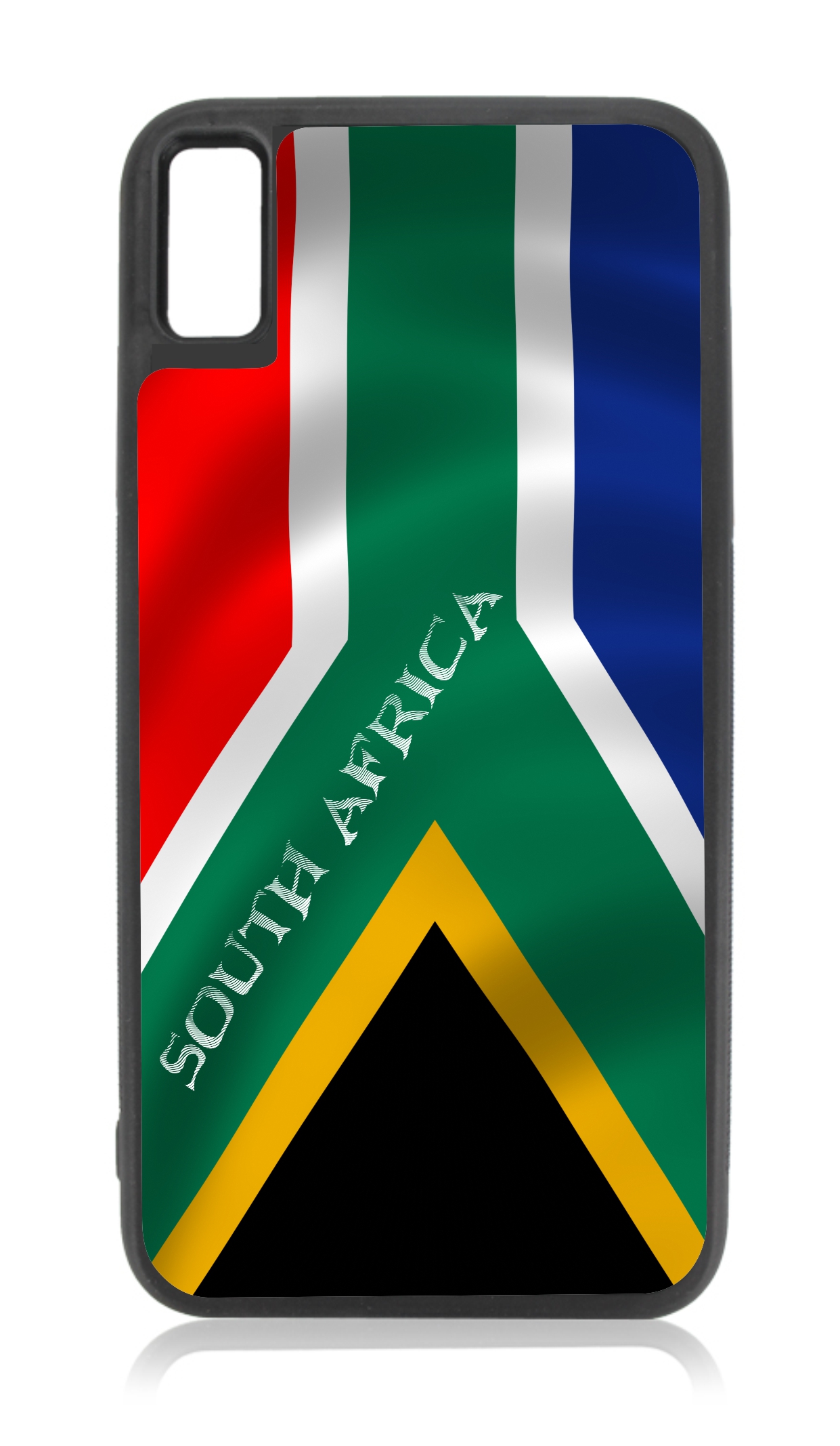 South African Waving Flag Print Design Black Rubber Case Cover for the Apple iPhone 10 / iPhone X / iPhone XS - iPhone 10 Case - iPhone X Case - iPhone XS Case - image 1 of 1