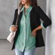 thumbnail image 4 of ICHUANYI Clearance Women Casual Fashion Sleeve Turndown Collar Button Print Blouses T-shirt(Green, XL) ICHUANYI WER2023081402114, 4 of 6