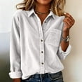 thumbnail image 2 of Womens Tops Oversized Corduroy Collared Button Down Long Sleeve Shacket Jacket Blouse Tops With Pocket Xl Size Going Out Tops For Women Women's Tops Tees & Blouses, 2 of 7