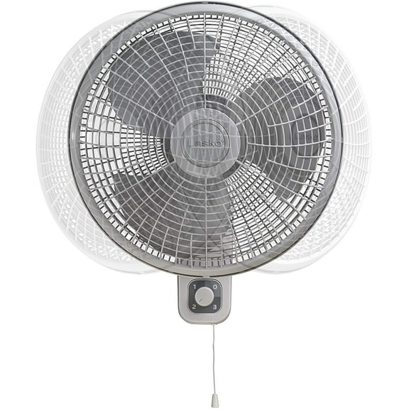 Lasko M16900 Oscillating 16 inch Wall Mount Fan for Indoor Use, Light Grey