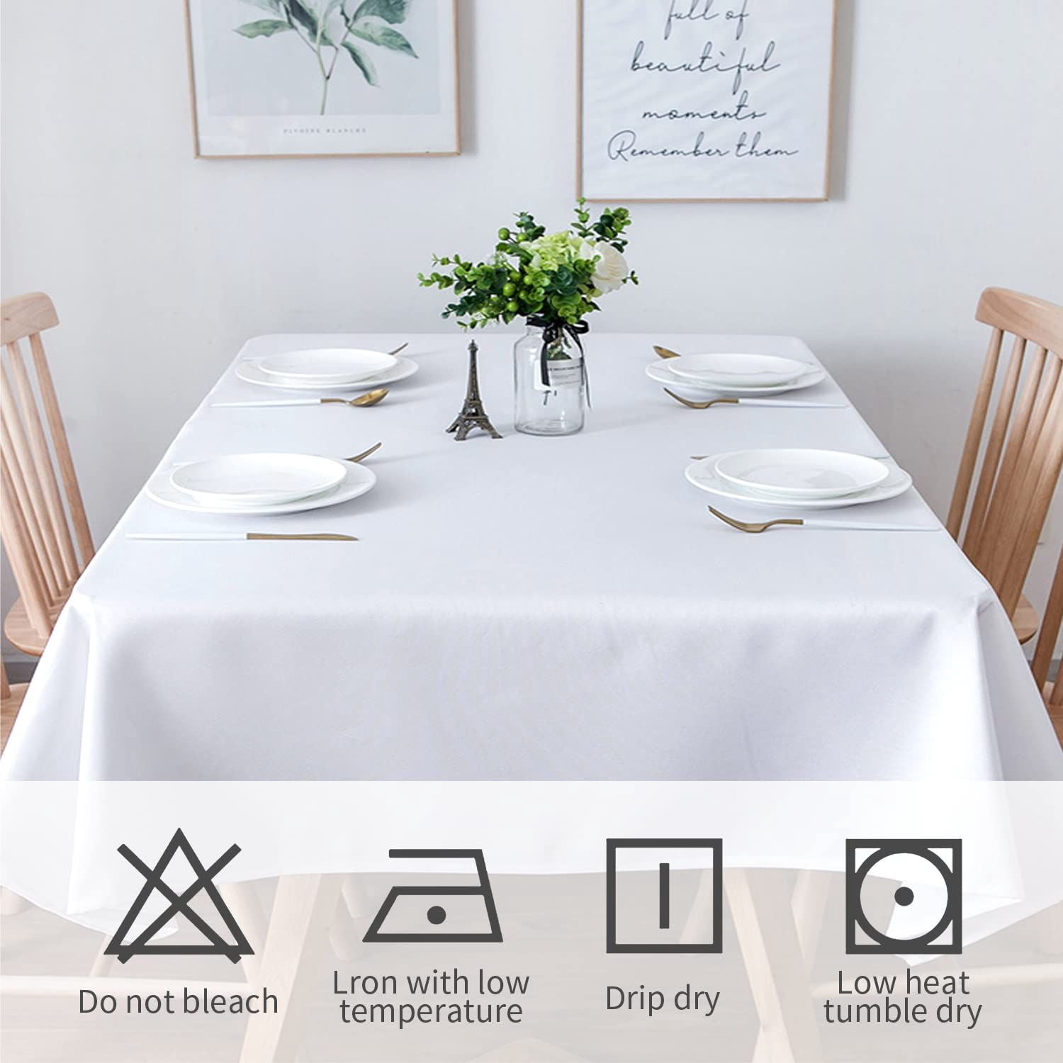 6 Pack White Table Cloth Rectangle Table 60 x 84 Inch Tablecloths for 6 Foot Rectangle Tables. Stain and Winkle Resistant Polyester Washable WhiteTable Cloths for Parties Wedding Dining