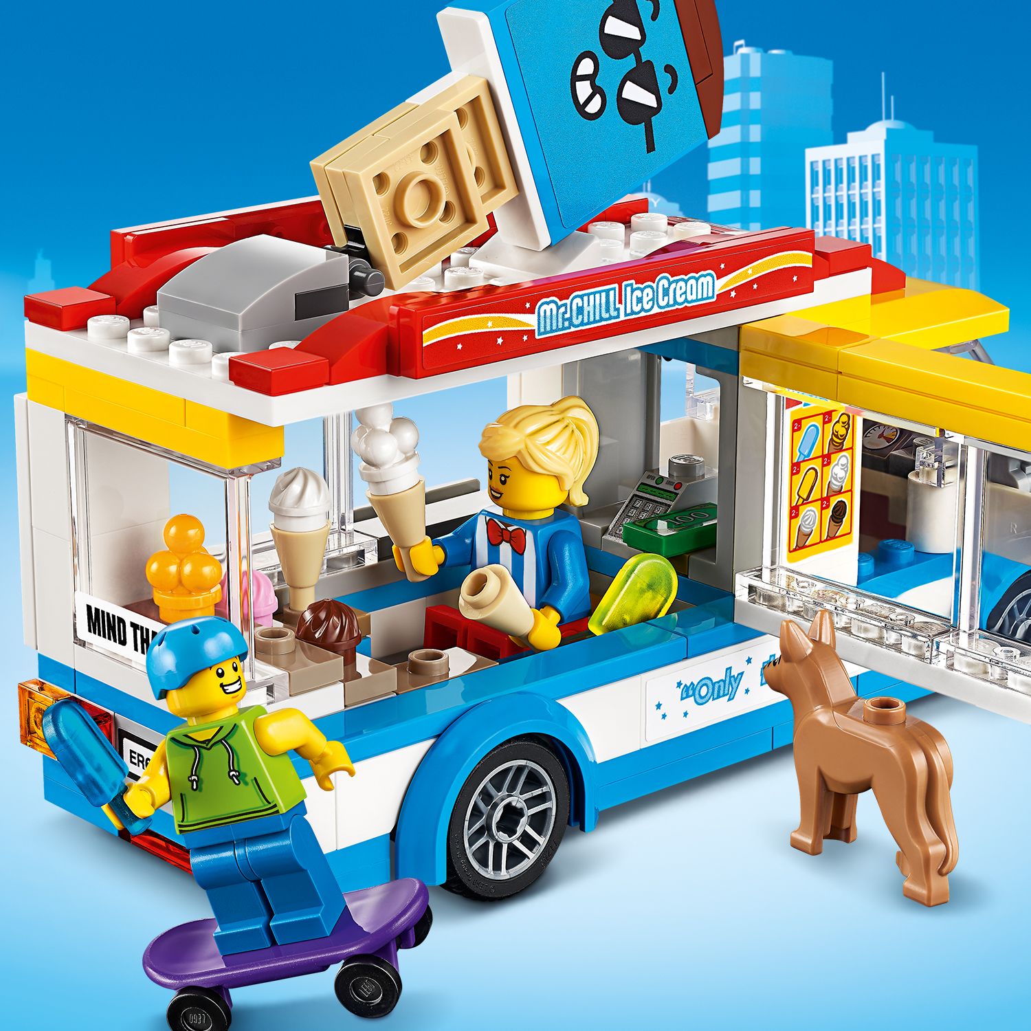 LEGO City Ice Cream Truck Van 60253 Building Toy Set - Featuring Skater Minifigures, Skateboard, and Dog Figure, Fun Gift Idea for Boys, Girls, and Kids Ages 5+ - image 5 of 10