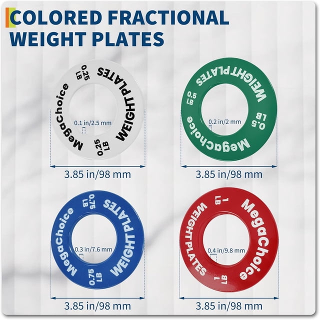 Ourlova Fractional Weight Plates Set (0.25LB/0.5LB/0.75LB/1LB) - Micro Barbell Plates for Progressive Strength Training Overload - Compatible with 2\